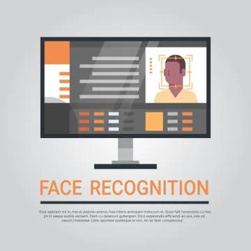 Face Recognition Technology Computer Security System Scanning African American Stock-Illustration
