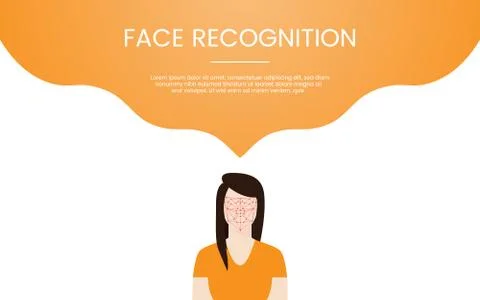 Face recognition technology concept theme for template banner or landing home Illustrazione stock