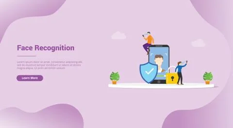 Face recognition technology concept for website template or landing homepage  Stock Illustration