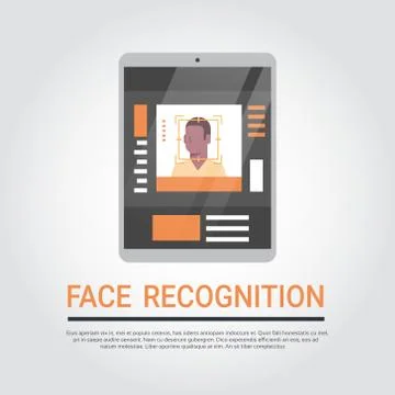 Face Recognition Technology Digital Tablet Security System Scanning African Stock Illustration