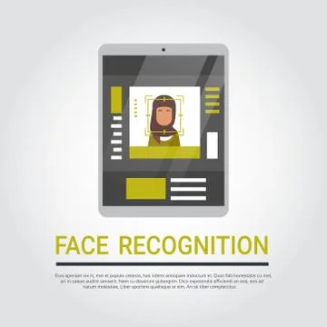 Face Recognition Technology Digital Tablet Security System Scanning Islamic Stock Illustration