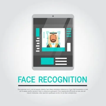 Face Recognition Technology Digital Tablet Security System Scanning Islamic Male Stock Illustration