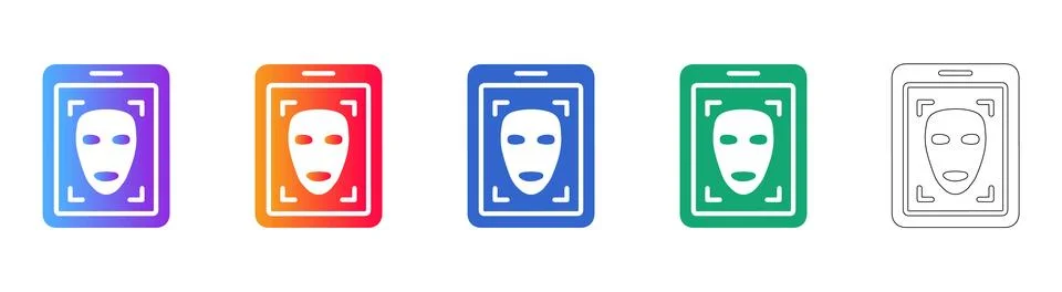 Face Recognition Technology Icon Set Illustrazione stock