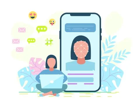 Face recognition technology illustration Stock Illustration