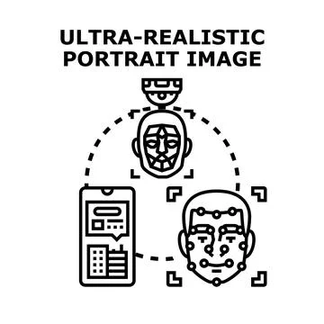 Face recognition technology scanning biometric identity for digital security イラスト素材