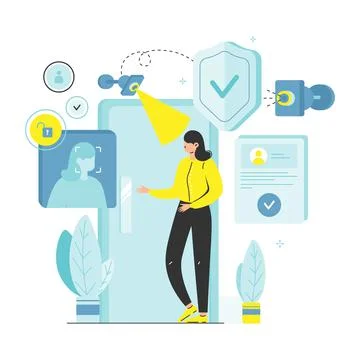 Face recognition touch free security access vector Stock Illustration