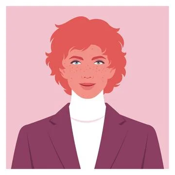The face of a red-haired young man with freckles Stock Illustration