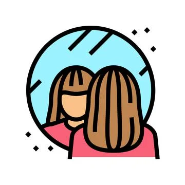 Face reflection in mirror color icon vector illustration Illustrazione stock