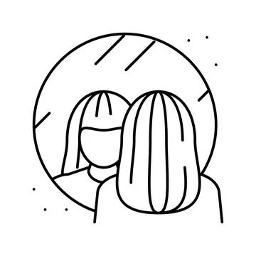 Face reflection in mirror line icon vector illustration Illustrazione stock