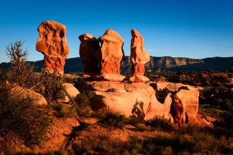 Face like rock formation in devil's garden Stock Photos