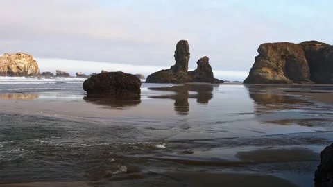 Face Rock State Scenic viewpoint in Bandon, Oregon Stock Footage 278191179