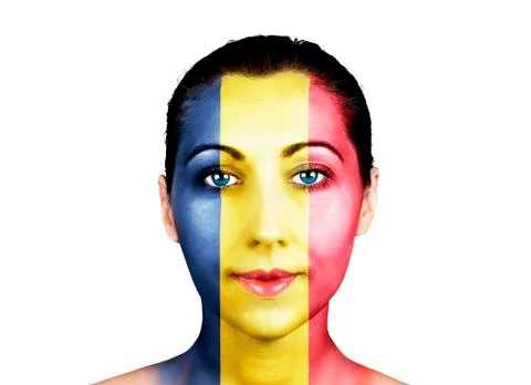 Face  with the Romania flag Stock Photos