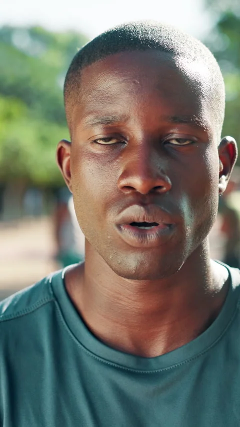 Face, runner and tired black man breathing for workout recovery, exhausted or Stock Footage 320166901