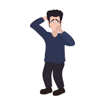 Face sad man expression cartoon icon. Vector graphic Illustrazione stock