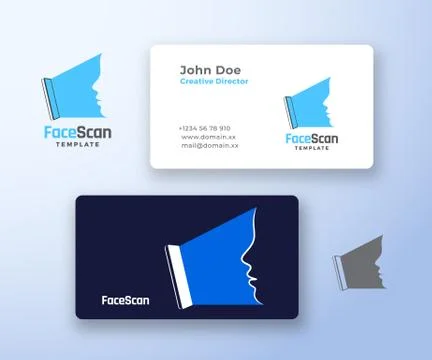 Face Scan Abstract Vector Logo and Business Card Template. Premium Stationary Stock Illustration