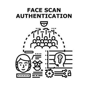 Face scan authentication biometric identification technology concept Stock Illustration