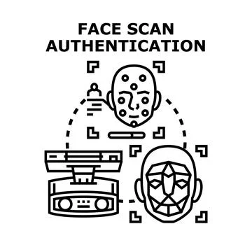 Face scan authentication identifying user biometrics for access Stock Illustration