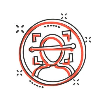 Face scan icon in comic style. Facial id vector cartoon illustration on white Stock Illustration