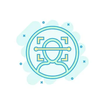 Face scan icon in comic style. Facial id vector cartoon illustration on white Stock Illustration