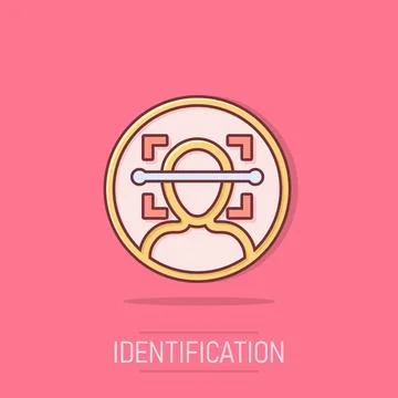 Face scan icon in comic style. Facial id vector cartoon illustration on whi.. Stock Illustration
