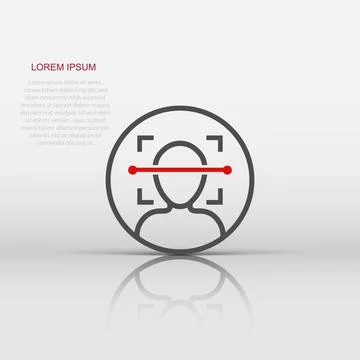 Face scan icon in flat style. Facial id vector illustration on white isolat.. Stock Illustration