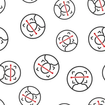 Face scan icon seamless pattern background. Facial id vector illustration on  스톡 일러스트