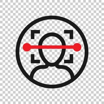 Face scan icon in transparent style. Facial id vector illustration on isolate Ilustración de archivo
