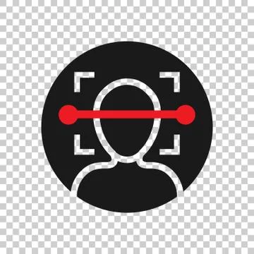 Face scan icon in transparent style. Facial id vector illustration on isolate Ilustración de archivo