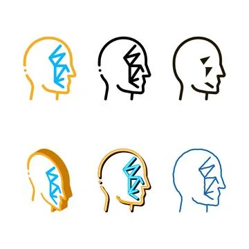 Face scan by points point projectors icon simplified vector outline Stock Illustration