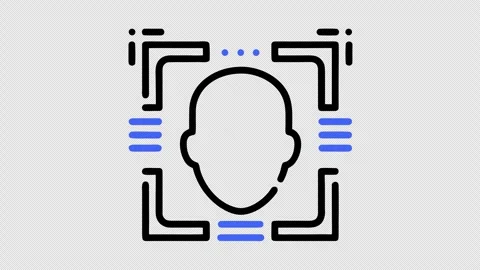 Face Scan Recognition Draw Animation Alpha Channel 4K Vídeo Stock 338259690