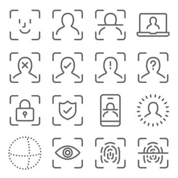 Face Scan Security icons set vector illustration. Stock Illustration