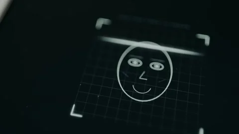 Face scanner, running facial recognition authentication system Stock Footage 332892963