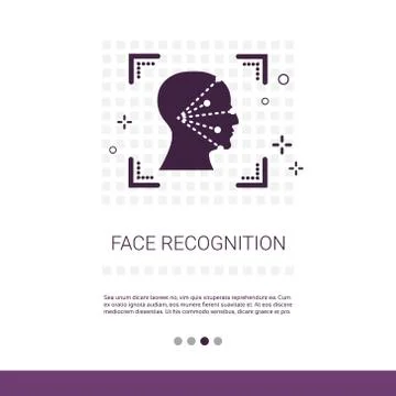 Face Scanning App Recognition System Biometric Identification Concept Web Banner Stock Illustration