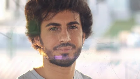 Face scanning. Biometric verification. The concept of a new technology for face Stock Footage 128765042