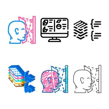 Face scanning color icon vector styleset flat Stock Illustration