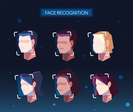 Face scanning system, access control to a group of people 스톡 일러스트