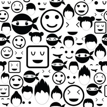 Face seamless pattern background icon. Stock Illustration