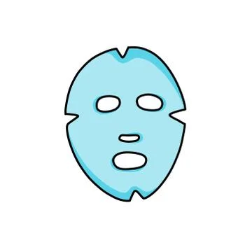 Face sheet mask doodle icon, vector color illustration Stock Illustration