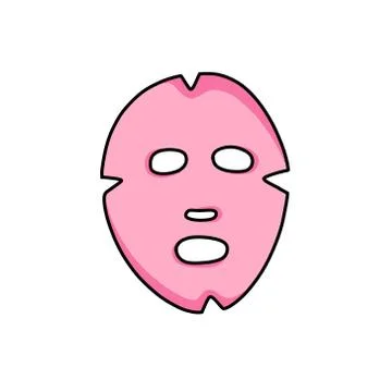 Face sheet mask doodle icon, vector color illustration Stock Illustration