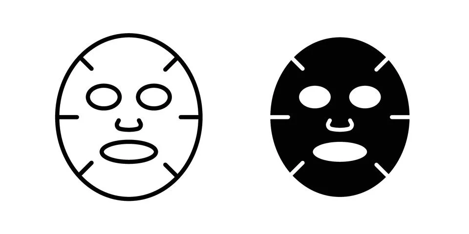 Face sheet mask icon vector concepts, line and silhouette style Stock Illustration