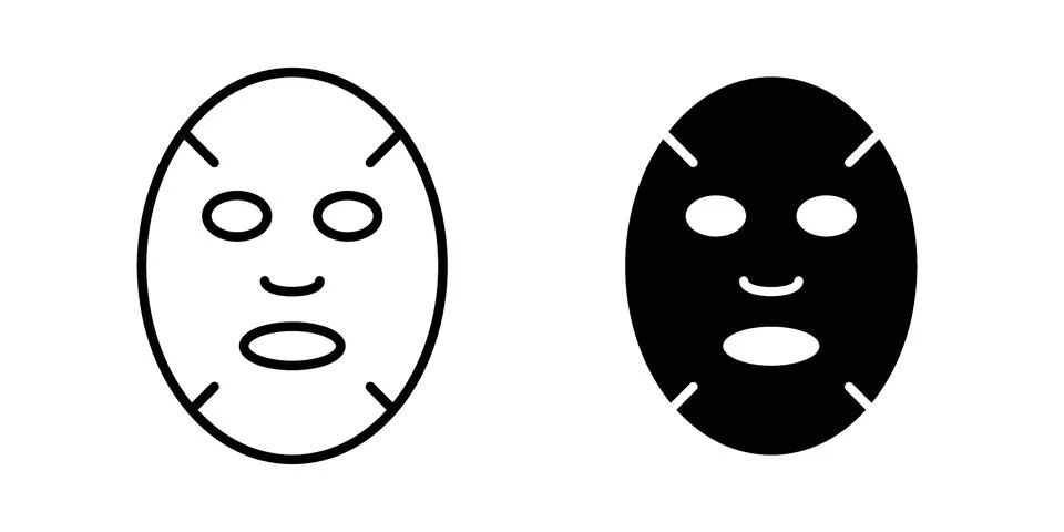 Face sheet mask icon vectors. Illustrations in black Stock Illustration