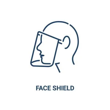 Face shield mask icon. Face glasses eye protection safety vector outline screen Stock Illustration