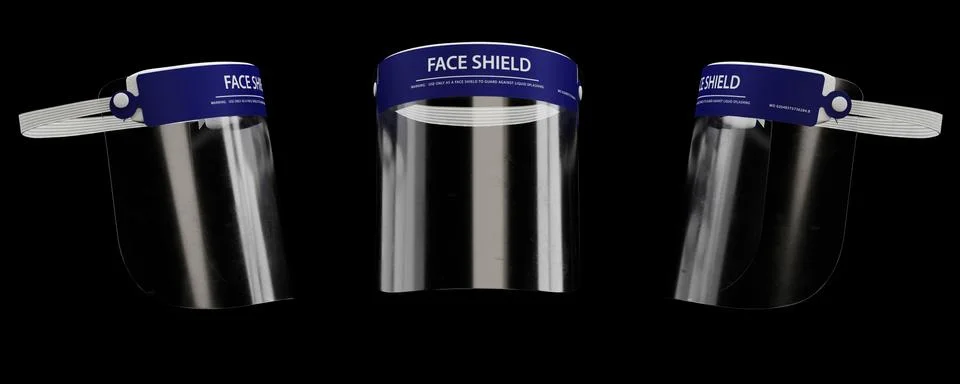 Face shield medical visualization, 3D illustration Illustrazione stock