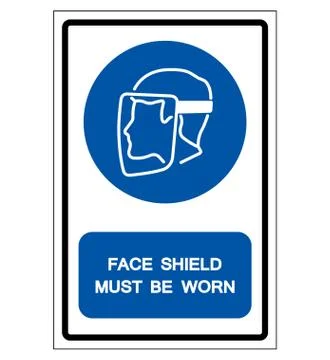 Face Shield Must Be Worn Symbol Sign,Vector Illustration, Isolated On White B Stock Illustration