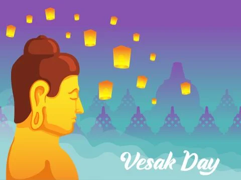 Face Side Buddha For Vesak Day Greeting Card Stock Illustration