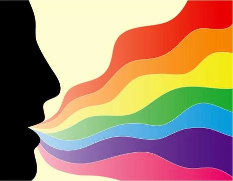 Face silhouette with a rainbow 스톡 일러스트