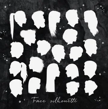 Face silhouettes chalk Stock Illustration