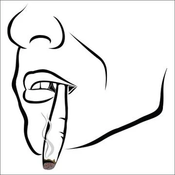 Face sketch with cigarette Stock Illustration