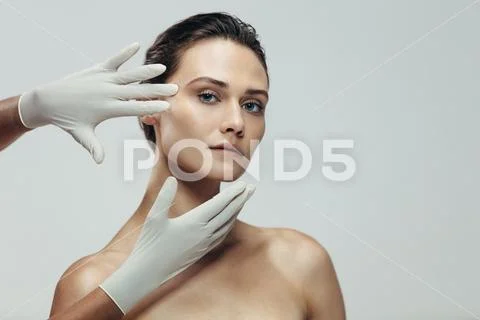 Face skin check before plastic surgery Stock Photos