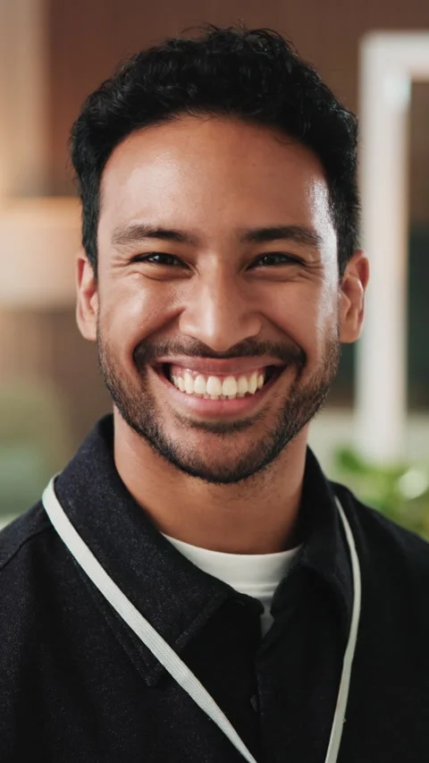 Face, smile and creative man in office, advertisement specialist and laughing Stock Footage 342241421